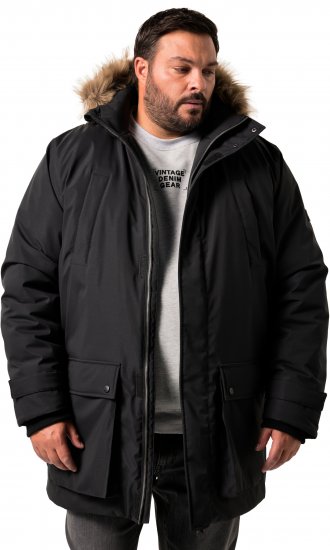 Men Plus Parka With Fur Hood Black - Jakker - Jakker i store størrelser, 2XL- 12XL