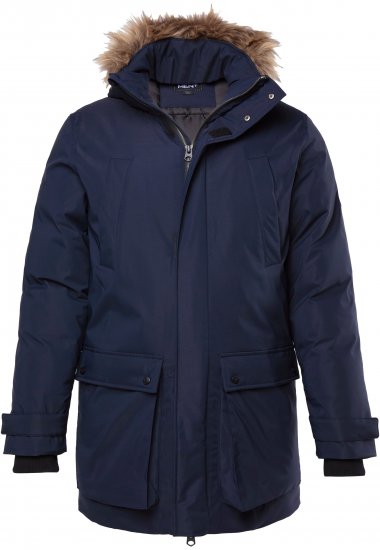Men Plus Parka With Fur Hood Navy - Jakker - Jakker i store størrelser, 2XL- 12XL