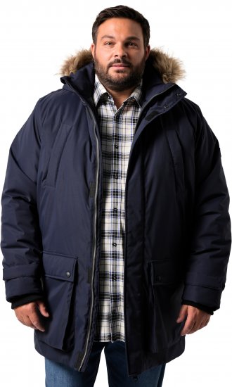 Men Plus Parka With Fur Hood Navy - Jakker - Jakker i store størrelser, 2XL- 12XL