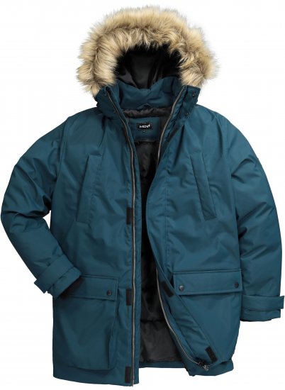 Men Plus Parka With Fur Hood Dark Green - Jakker - Jakker i store størrelser, 2XL- 12XL