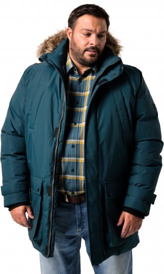 Men Plus Parka With Fur Hood Dark Green - Jakker - Jakker i store størrelser, 2XL- 12XL