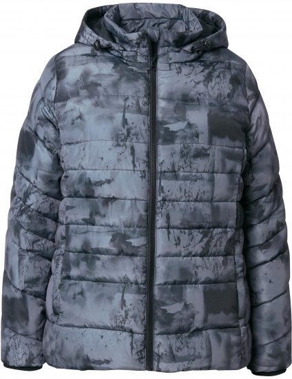 Ulla Popken HYPRAR Quilted Abstract Print Jacket Black - Jakker - Dame jakker i store størrelser