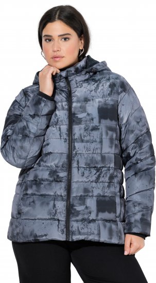 Ulla Popken HYPRAR Quilted Abstract Print Jacket Black - Jakker - Dame jakker i store størrelser
