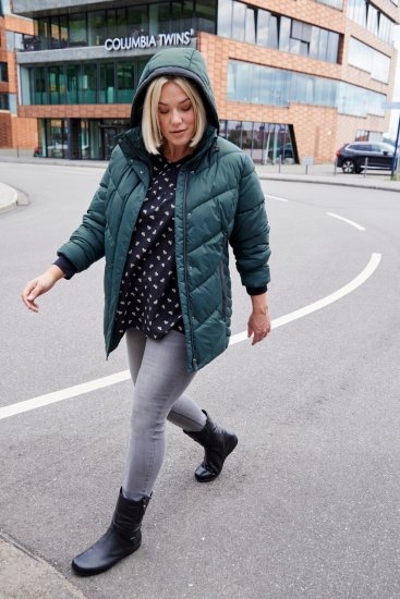 Ulla Popken HYPRAR Reflective Detail Quilted Jacket Dark Green - Jakker - 