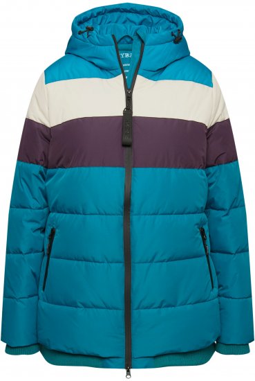 Ulla Popken HYPRAR Striped Triple Function Fully Lined Quilted Jacket Dark Petrol - Jakker - 