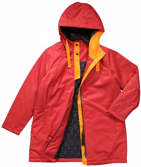Ulla Popken HYPRAR Triple Function Contrast Trim Quilted Lining Jacket Salsa Red - Jakker - 