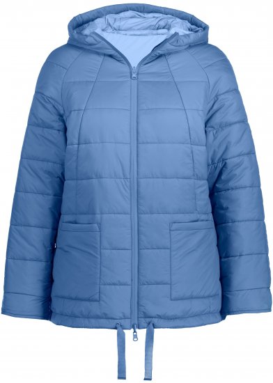 Ulla Popken Reversible Butterfly Print Fully Lined Quilted Jacket Blue Denim - Jakker - 