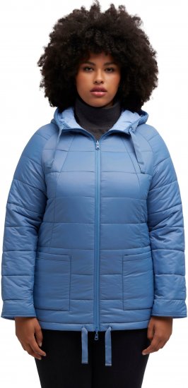 Ulla Popken Reversible Butterfly Print Fully Lined Quilted Jacket Blue Denim - Jakker - 