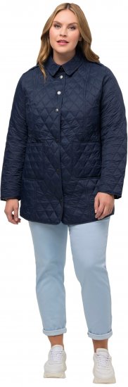 Ulla Popken Quilted Jacket with Plaid Lining Navy - Jakker - 