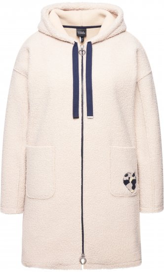 Ulla Popken Oversized Teddy Plush Heart Detail Jacket Pebble Grey - Jakker - 