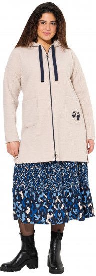 Ulla Popken Oversized Teddy Plush Heart Detail Jacket Pebble Grey - Jakker - 