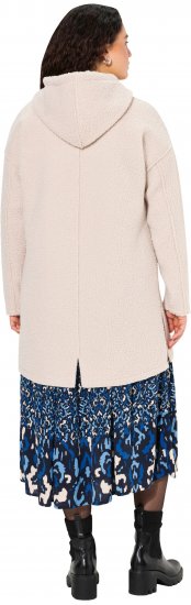 Ulla Popken Oversized Teddy Plush Heart Detail Jacket Pebble Grey - Jakker - 