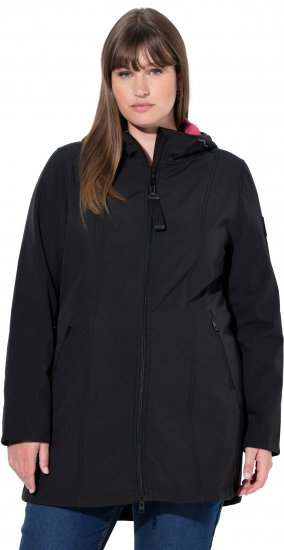 Ulla Popken Hyprar Soft Shell Water Repellent Hooded Jacket Black - Jakker - 