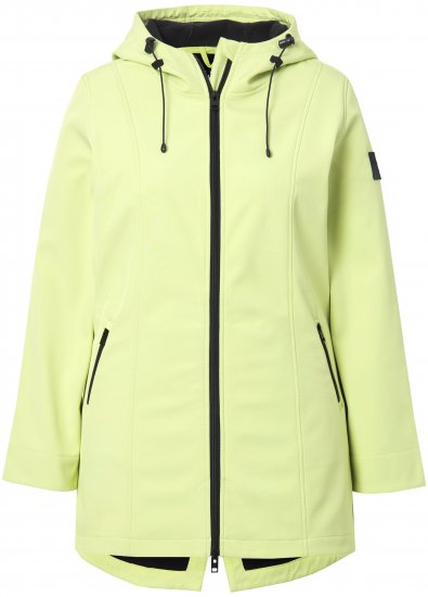 Ulla Popken Hyprar Soft Shell Water Repellent Hooded Jacket Lime Green - Jakker - 