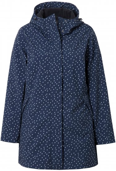 Ulla Popken Raindrop Print Longline Waterproof Jacket Navy - Jakker - 