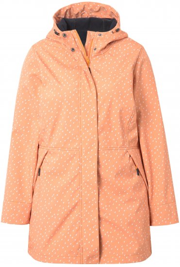 Ulla Popken Raindrop Print Longline Waterproof Jacket Mandarin - Jakker - 
