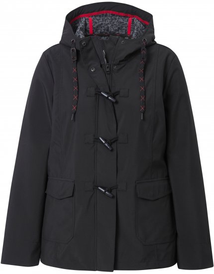 Ulla Popken HYPRAR Toggle Button Microfleece Lined Jacket Black - Jakker - Dame jakker i store størrelser