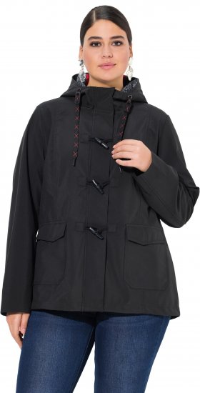 Ulla Popken HYPRAR Toggle Button Microfleece Lined Jacket Black - Jakker - Dame jakker i store størrelser