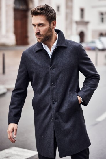 JP1880 Coat Wool Blend Water Repellent Dark Grey - Jakker - Jakker i store størrelser, 2XL- 12XL