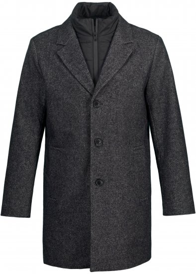 JP1880 Coat Wool Blend Quilted Insert Black - Jakker - Jakker i store størrelser, 2XL- 12XL