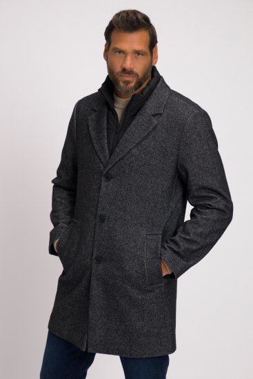 JP1880 Coat Wool Blend Quilted Insert Black - Jakker - Jakker i store størrelser, 2XL- 12XL