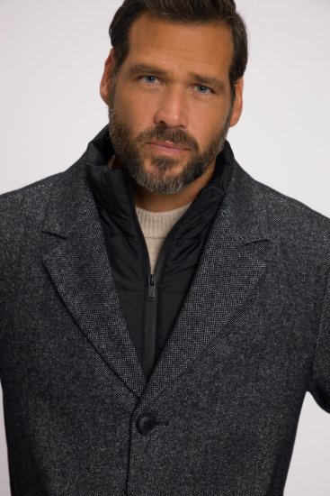 JP1880 Coat Wool Blend Quilted Insert Black - Jakker - Jakker i store størrelser, 2XL- 12XL