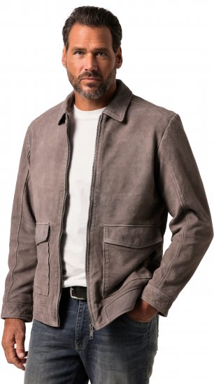 JP1880 Leather Jacket Lamskin Suede Grey - Jakker - Jakker i store størrelser, 2XL- 12XL