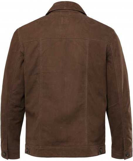 JP1880 Leather Jacket Nubuck Shirt Collar Brown - Jakker - Jakker i store størrelser, 2XL- 12XL