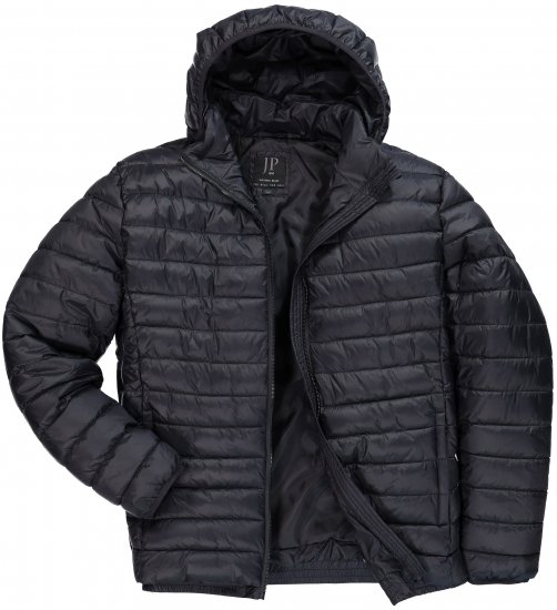 JAY-PI Lightly Quilted Jacket with a Hoodie Black - Jakker - Jakker i store størrelser, 2XL- 12XL