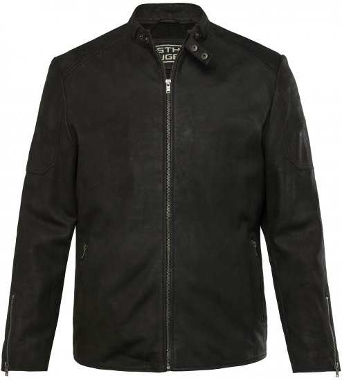 STHUGE Leather Biker Jacket Lamb Nappa Leather Black - Jakker - Jakker i store størrelser, 2XL- 12XL