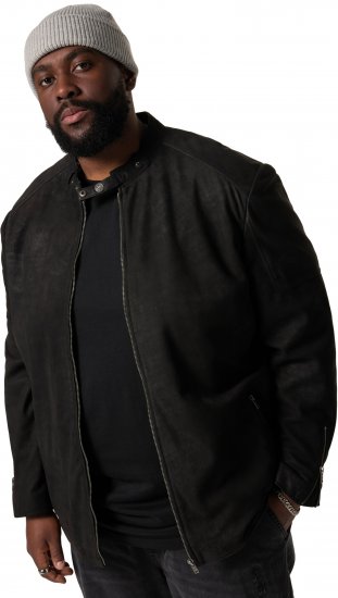 STHUGE Leather Biker Jacket Lamb Nappa Leather Black - Jakker - Jakker i store størrelser, 2XL- 12XL