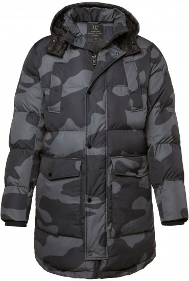 JP1880 Quilted Parka with Camouflage Drawstring Waist Black - Jakker - Jakker i store størrelser, 2XL- 12XL