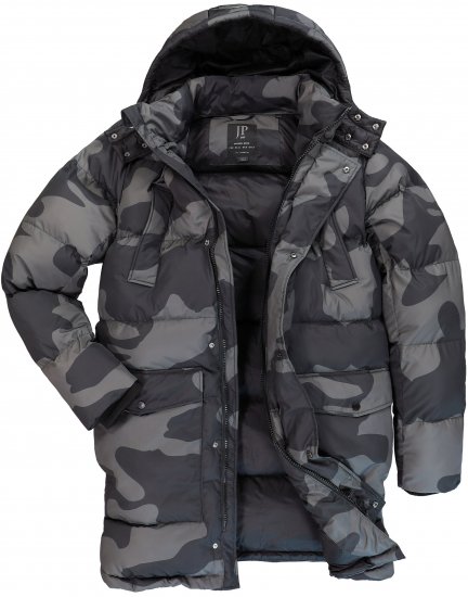 JP1880 Quilted Parka with Camouflage Drawstring Waist Black - Jakker - Jakker i store størrelser, 2XL- 12XL