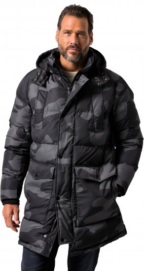 JP1880 Quilted Parka with Camouflage Drawstring Waist Black - Jakker - Jakker i store størrelser, 2XL- 12XL