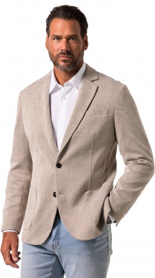 JP1880 Jacket Business Checked Beige - Habitter og blazere - Habitter og jakkesæt i store størrelser