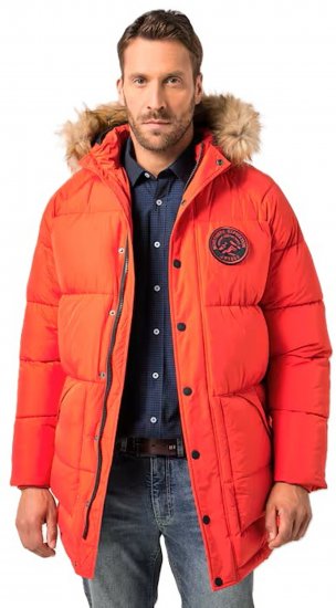 JP1880 Parka Quilted Faux Fur Hood Red - Jakker - Jakker i store størrelser, 2XL- 12XL