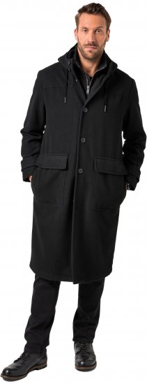JP1880 Water-repellent Functional Coat with Wool Look Black - Jakker - Jakker i store størrelser, 2XL- 12XL