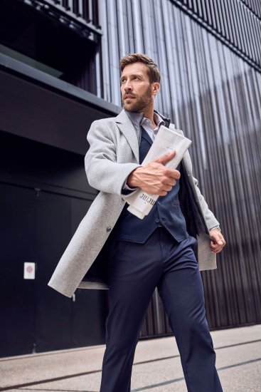 JP1880 Wool Blend Coat with Nylon Insert Grey - Jakker - Jakker i store størrelser, 2XL- 12XL