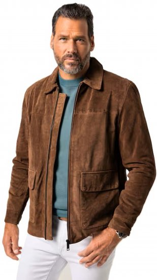 JP1880 Leather Jacket Genuine Cowhide Brown - Jakker - Jakker i store størrelser, 2XL- 12XL