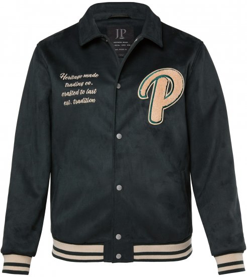 JP1880 Blouson Velour with Chest Embroidery Dark Green - Jakker - Jakker i store størrelser, 2XL- 12XL