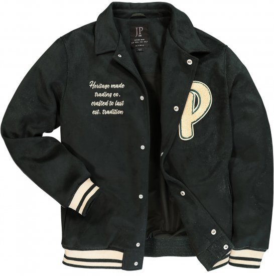 JP1880 Blouson Velour with Chest Embroidery Dark Green - Jakker - Jakker i store størrelser, 2XL- 12XL