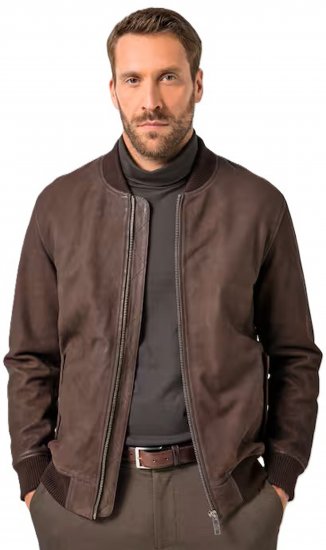 JP1880 Jacket Buffed Nubuck Lamb Leather Brown - Jakker - Jakker i store størrelser, 2XL- 12XL