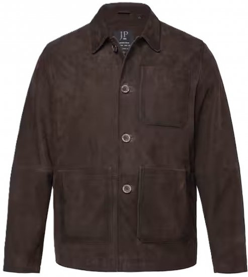 JP1880 Leather Jacket Goat Suede Shirt Collar Dark Brown - Jakker - Jakker i store størrelser, 2XL- 12XL