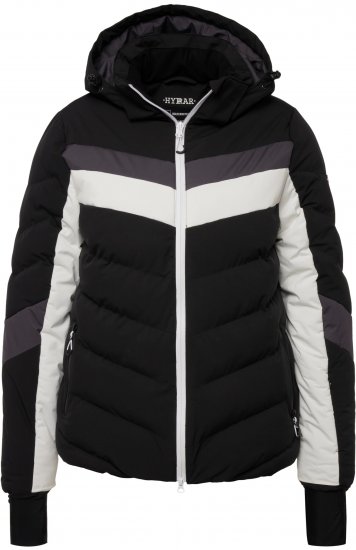 Ulla Popken HYPRAR Chevron Stripe Triple Function Quilted Fully Lined Ski Jacket Black - Jakker - 