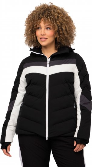 Ulla Popken HYPRAR Chevron Stripe Triple Function Quilted Fully Lined Ski Jacket Black - Jakker - 