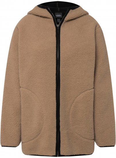 Ulla Popken Long Sleeve Hooded Teddy Jacket Putty - Jakker - 