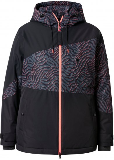 Ulla Popken Neon Ripple Performance Snow Jacket Black - Jakker - 