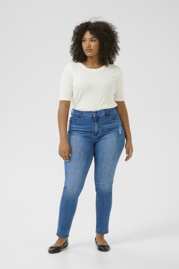 Kaffe Curve Laurina Jeans Vasket Blå Denim - Jeans & Bukser i Store Størrelser – Plus Size - 