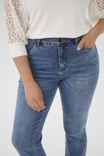 Kaffe Curve Dina Straight jeans i normal længde Blå - Jeans & Bukser i Store Størrelser – Plus Size - 