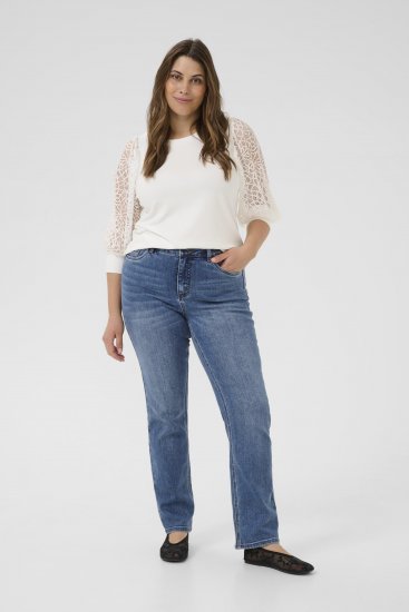 Kaffe Curve Dina Straight jeans i normal længde Blå - Jeans & Bukser i Store Størrelser – Plus Size - 